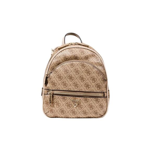 Guess Manhattan Backpack Logo Print Women Beige Bags
